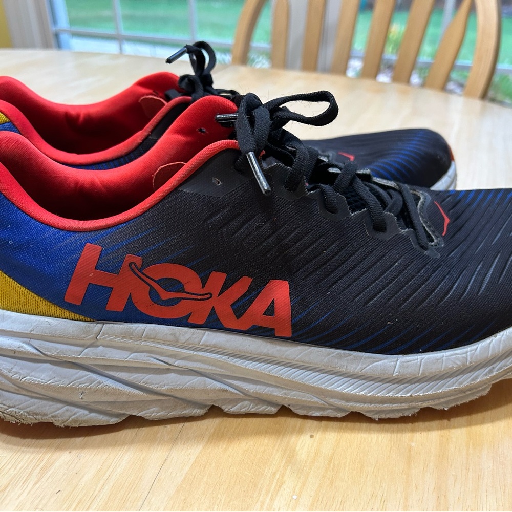 Hoka One One Black and Red Athletic Shoes with Maximalist Cushioning